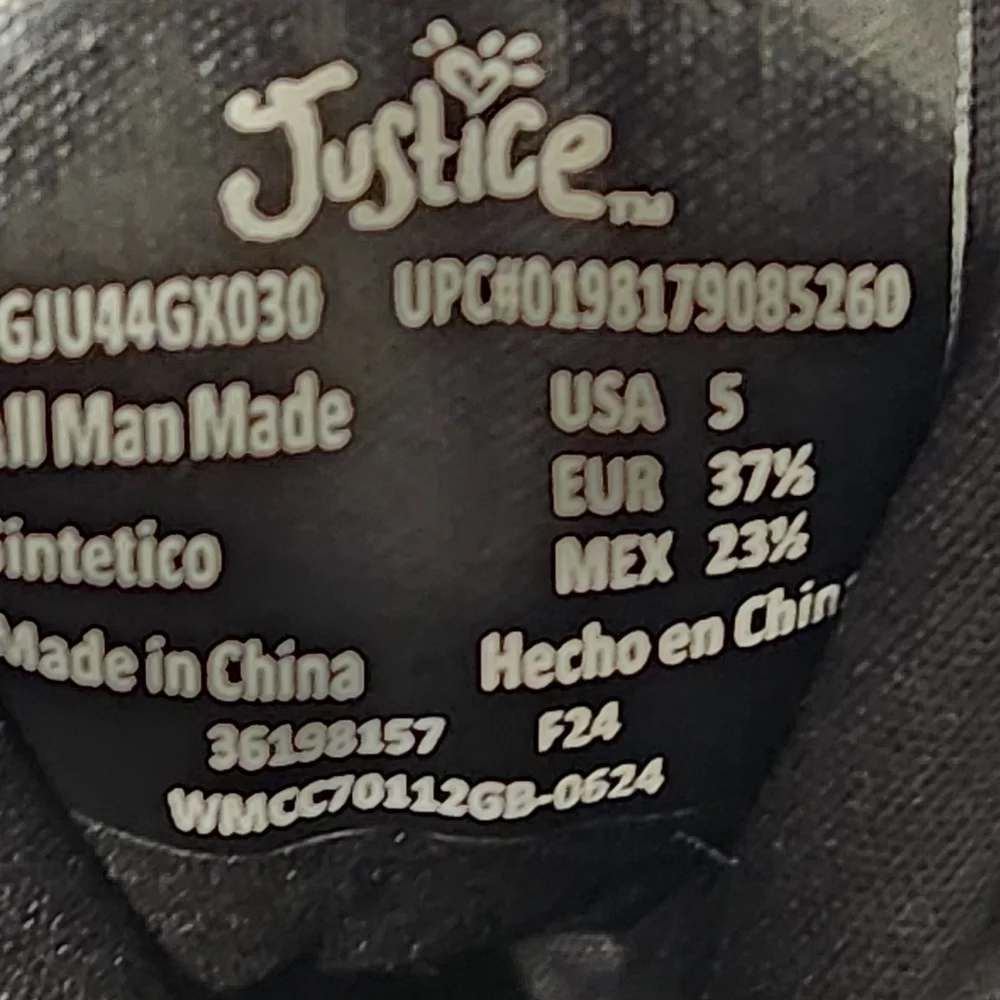 Justice Glittery Black Kids Boots